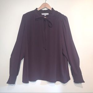 Loft Dark Purple Long Sleeve Blouse